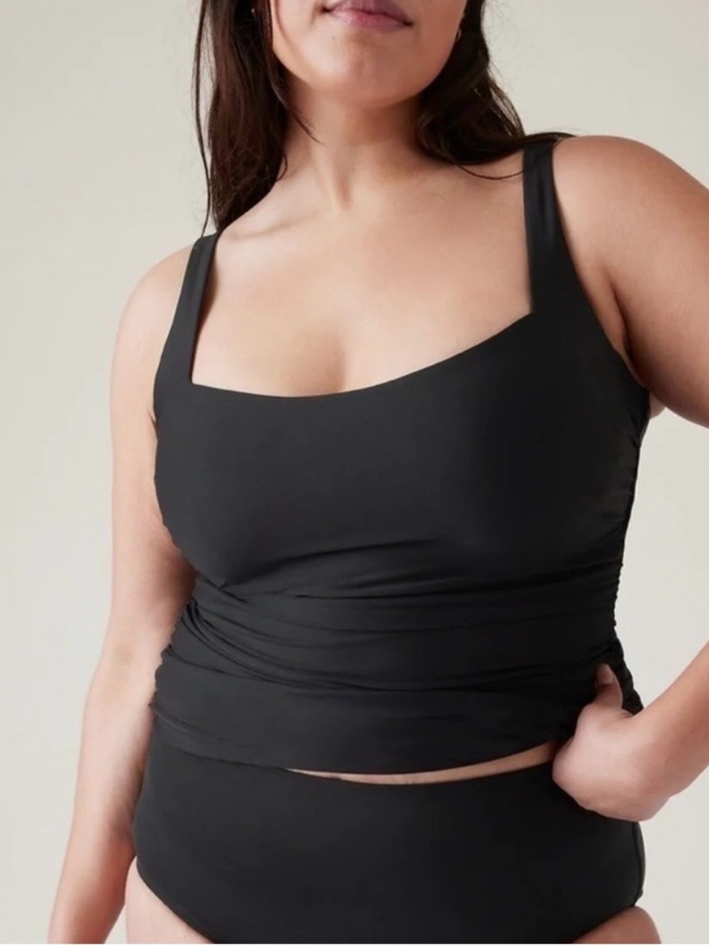 Athleta Black Tankini Top with Ruching